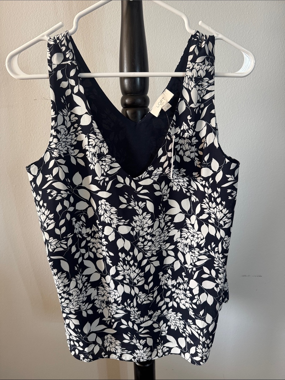 LOFT Black & White Floral V-Neck Camisole